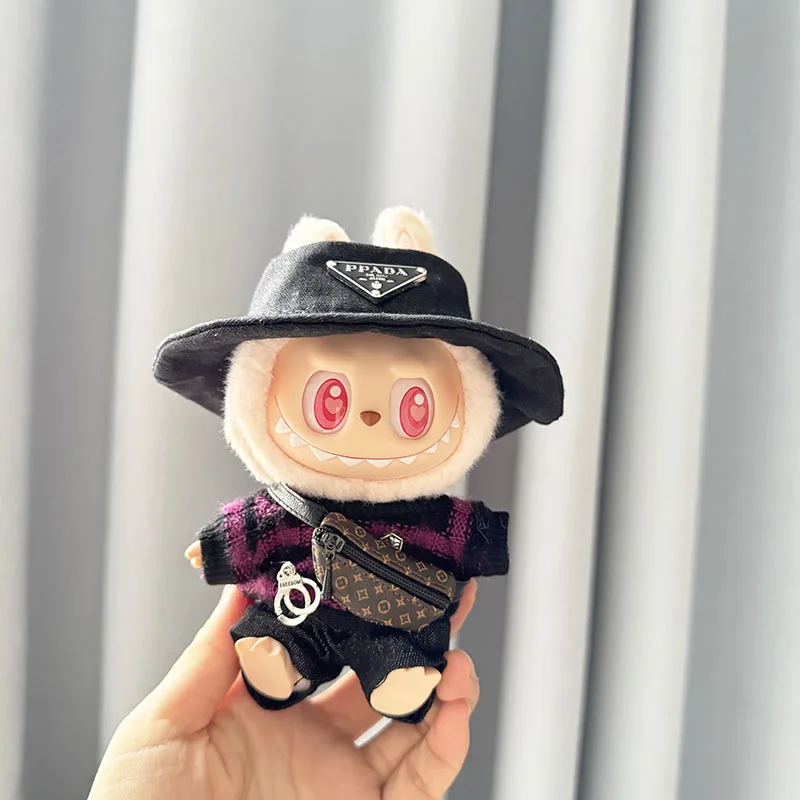 Labubu 15-17cm Blind Box Vinyl Doll Set – Luxury Clothes, Sweater, Shoes, Hat & Bag Keychain Accessories 5