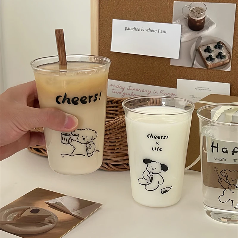 270ml Kawaii Bear Glass Cup For Coffee Tea Milk Beer Cute Korean Drink  Glasses Clear Water Juice Breakfast Cup Birthday Gift - AliExpress