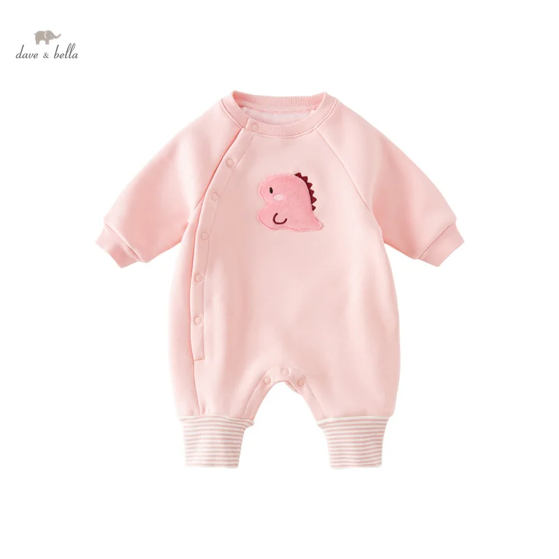 Dave Bella Baby Jumpsuit Creeper Bodysuit for Newborns 2023 Autumn Winter New Boys Girls Plush Romper Cartoon Lovely DB4237350 3