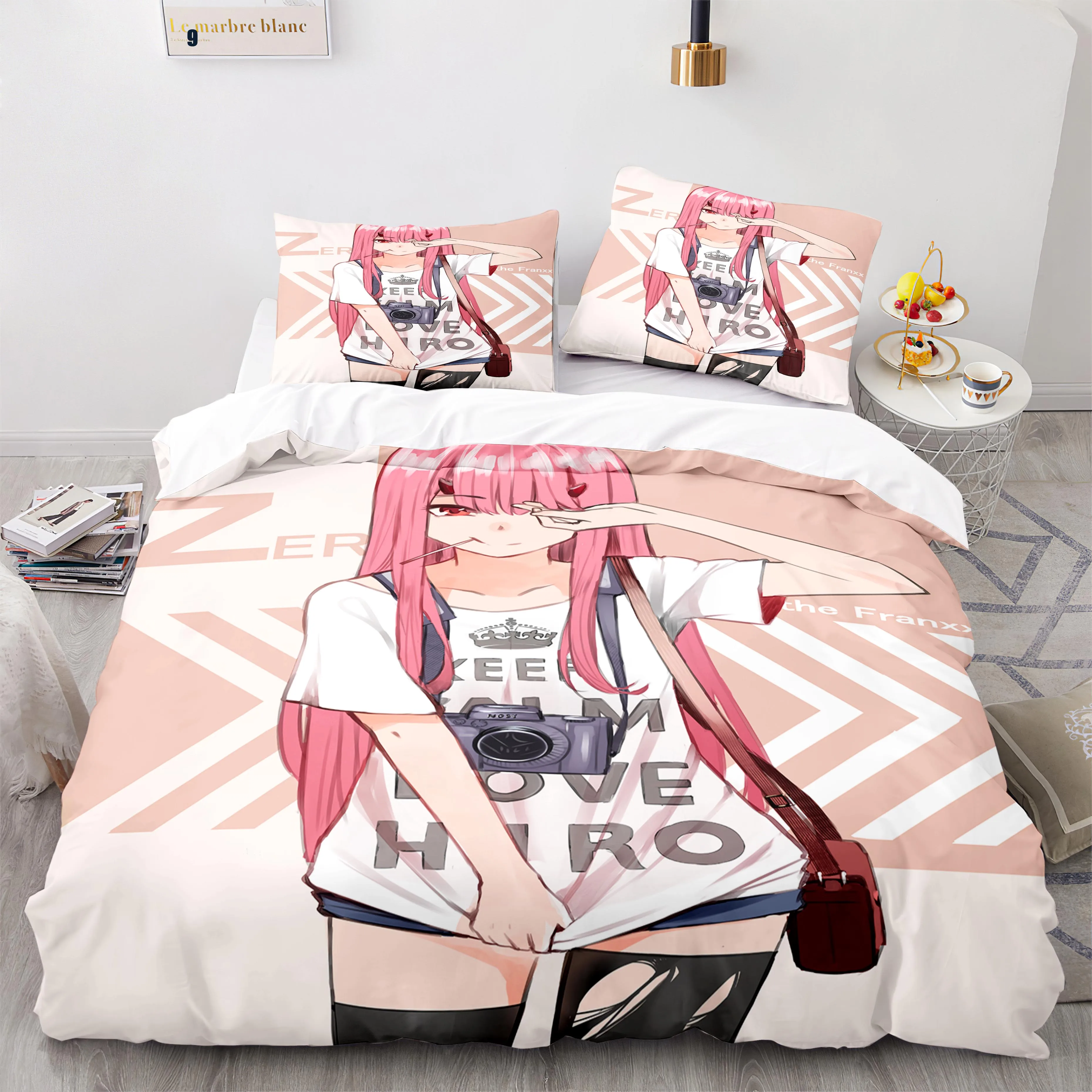 

Nwe Darling In The Franxx Bedding Set Bedspread Single Twin Full Queen King Size Bed Sets Aldult Kawaii Duvetcover Family 2/3pcs