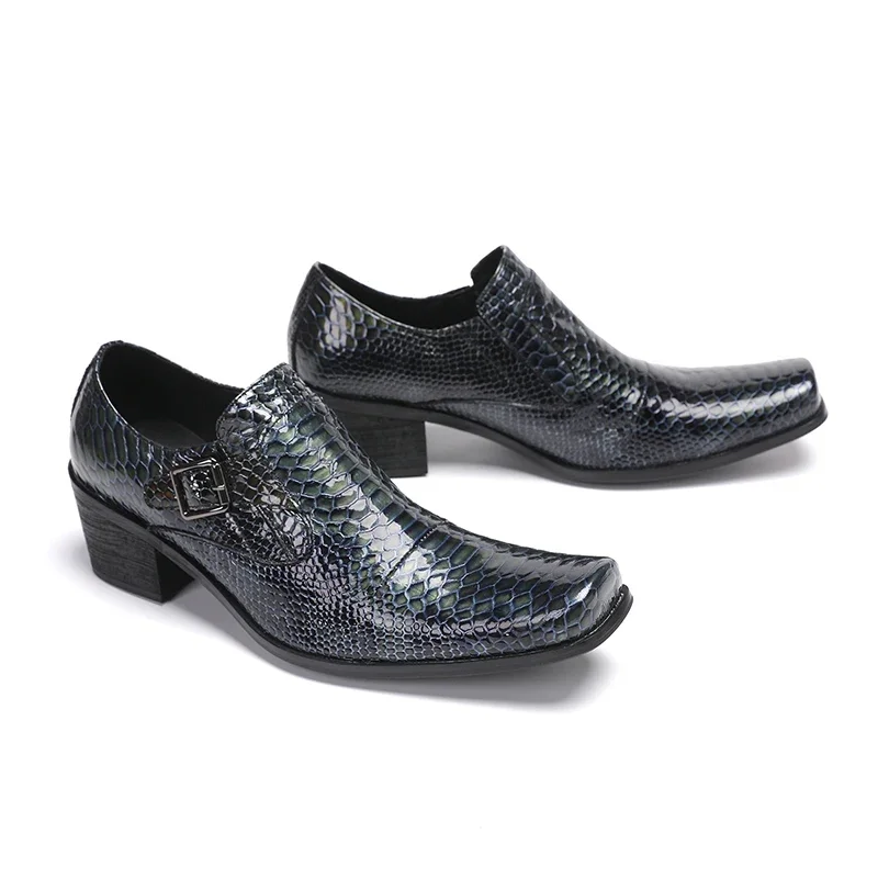 Chaussure Hommes Designer Black Square Toe Office Business Formal Shoes Male Slip on Wedding Party Dress Shoes Men Leather