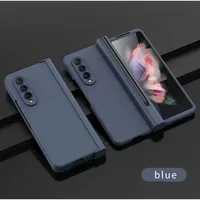 Phone Case For Samsung Galaxy Z Fold 6 5 4 3 5G With Pen Slot Holder For S Pen Hinge Plastic Cover With Front Screen Glass 2