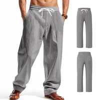 Pantalon Homme Coton Lin 2025 – Nouvelle Collection Été-Automne – Taille Haute Ample Jambe Large – Décontracté et Respirant en Chanvre pour le Sport 4