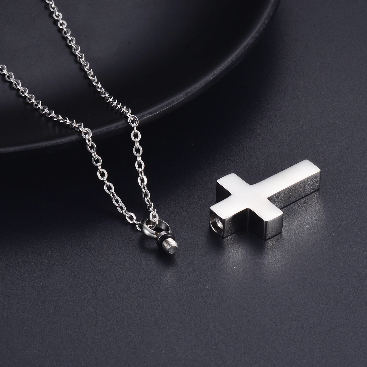 Collana ricordo croce cremazione in acciaio inossidabile per ceneri oro argento tono Bar ciondolo gioielli commemorativi per donna/uomo  36