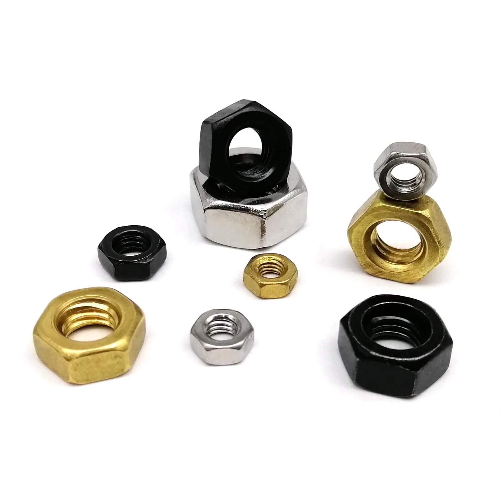 Hexagon Nut Kit 1 Box Mix M1 M1.2 M1.4 M1.6 M2 M2.5 M3 M4 M5 M6 M8 to M16 DIN934 304 Stainless Steel Brass Carbon Steel