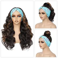 Perruque bandeau synthétique ondulée longue pour femmes, perruques noires avec reflets blonds bruns, bandeau Denisty 200%, perruque sans colle pour tous les jours 3