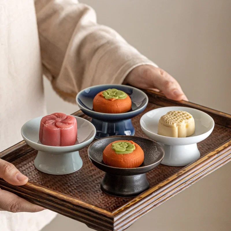 Ceramic Exquisite Dried Fruit Plate Chinese Fruit Plate Tea Tray Small Tray Melon Seeds Snack Pastry Snack