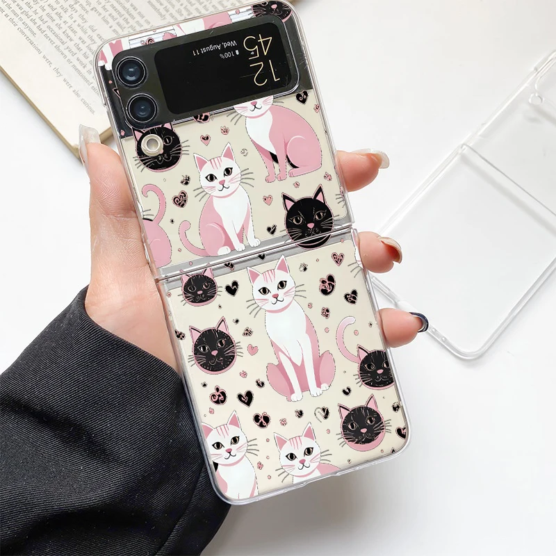Lovely Cat Design Fashion Phone Case - Hard Clear PC Folding Cover Gift