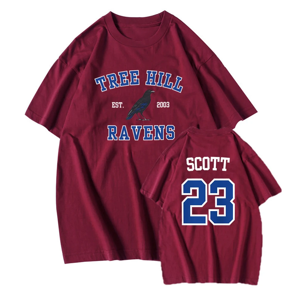 One Tree Hill T-shirt TREE HILL RAVENS Shirt Nathan Scott 23 North Carolina Tees Tric Shirts Tv Show OTH Merch 2 Side Print Tops 6