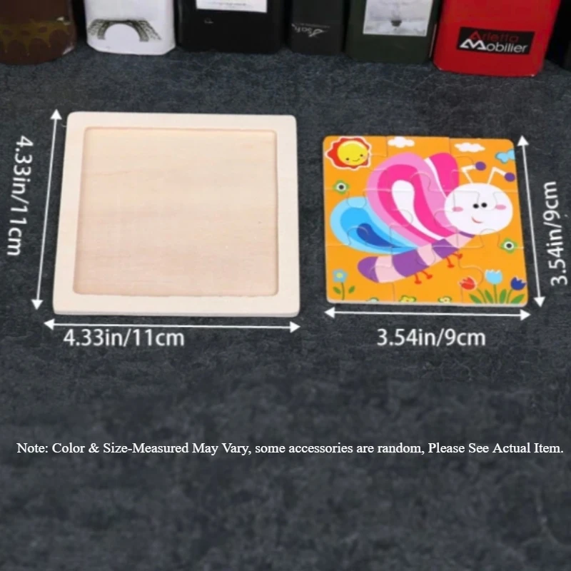 Wooden Puzzles 4/6pcs Random Montessori Learning Set for Toddlers Cartoon Themed Educational Toys