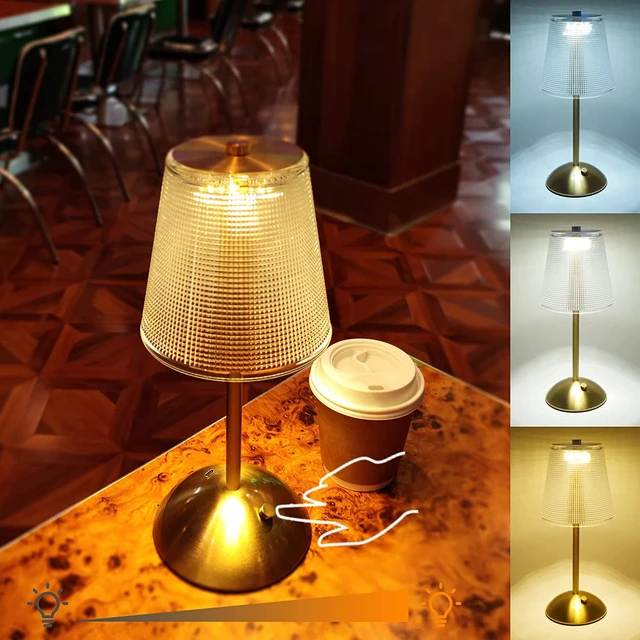 Lampe de table LED sans fil, USB, gradation tactile, veilleuse en cristal  romantique, lampes de chevet portables avec boîte, bar, café, hôtel