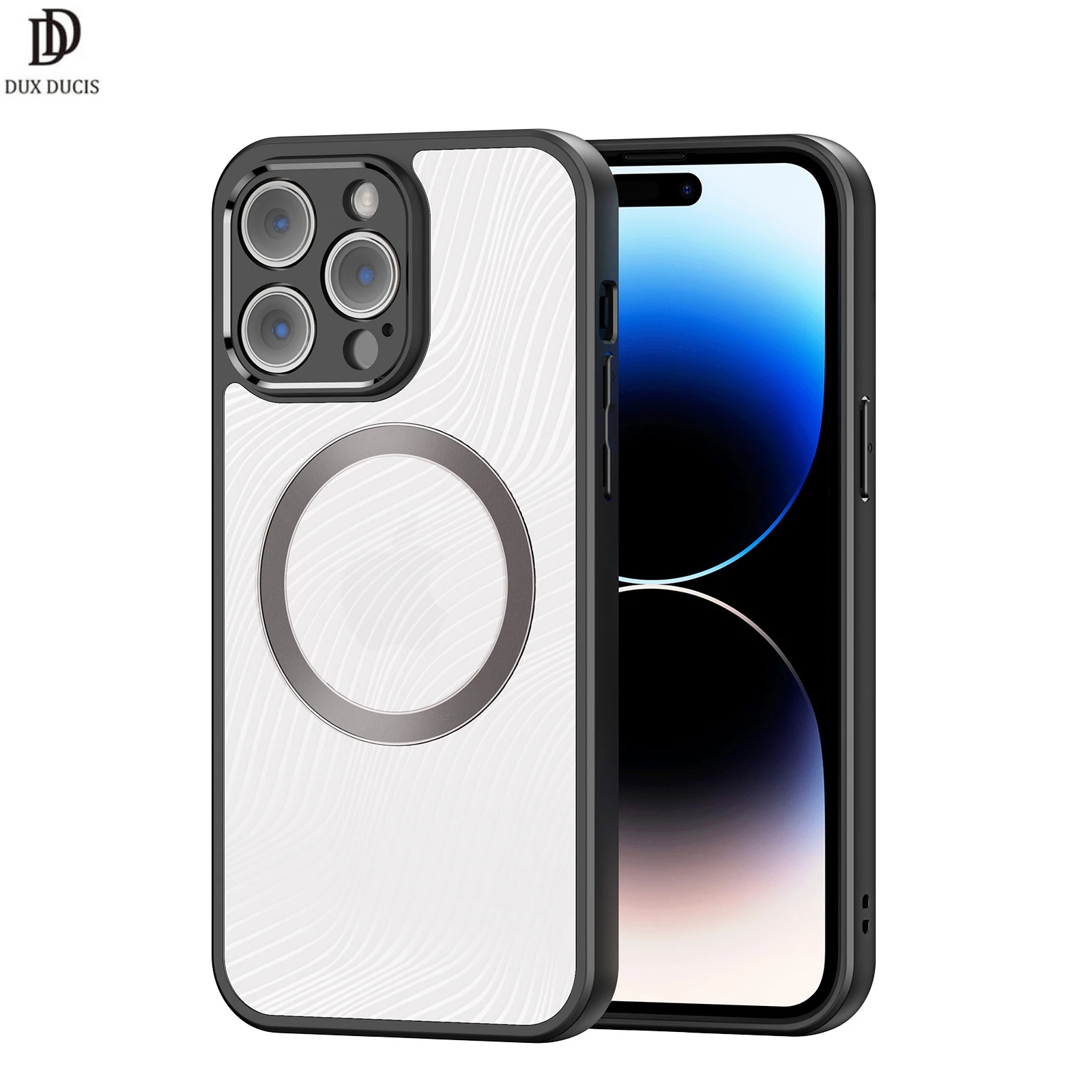 

Магнитный чехол DUXDUCIS для телефона Magsafe с беспроводной зарядкой для iPhone 14 13 12 Pro Max Plus, прозрачный противоударный чехол в полоску