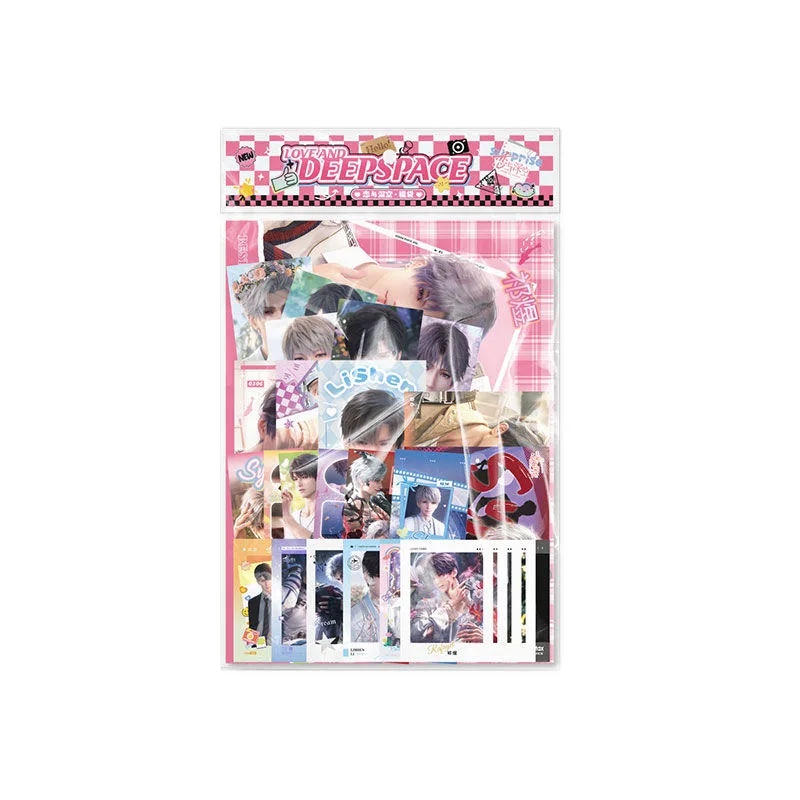 28PCS 게임 러브 앤 딥스페이스 기프트 백 - 라파엘 자인 실러스 칼렙 로모 카드/엽서/북마크/포스터 세트