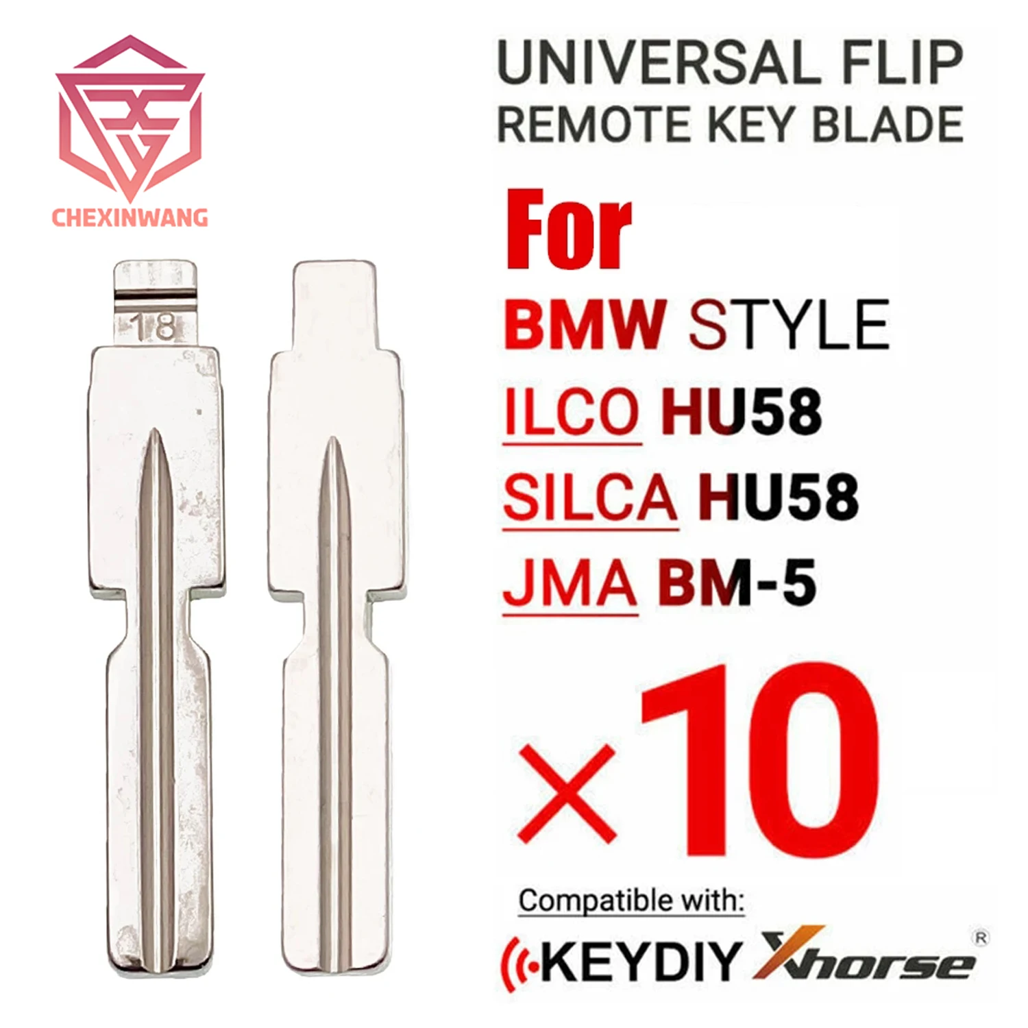 

10x New Uncut Universal Flip Remote Key Blade For BMW Type HU58 BM-5 For KD Keydiy Xhorse VVDI Remotes Universal No.18