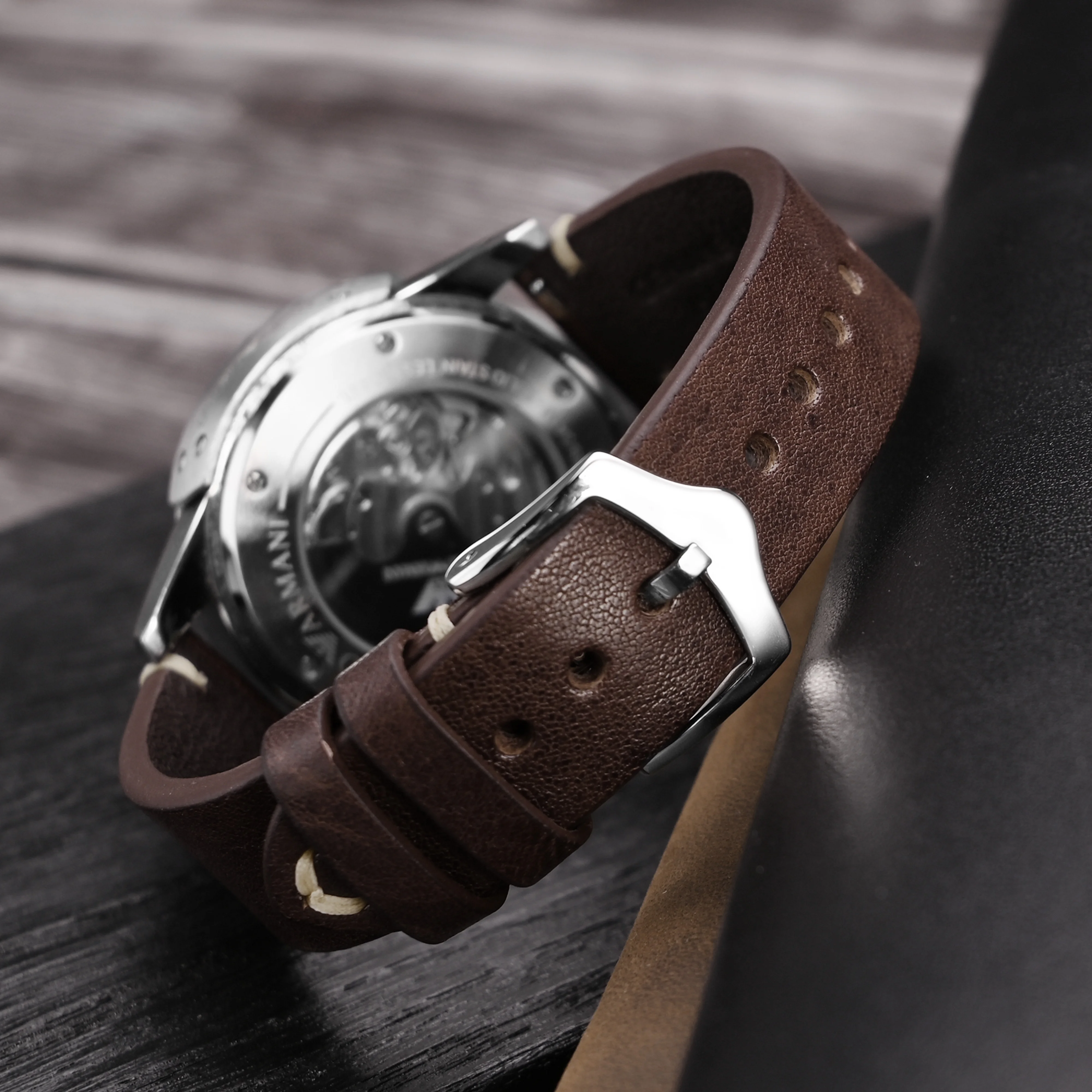 BISONSTRAP Crazy Horse Leather Watch Strap Bands,18mm 20mm 22mm,for Smartwatch Huawei Samsung Galaxy Gear,Black Green Brown