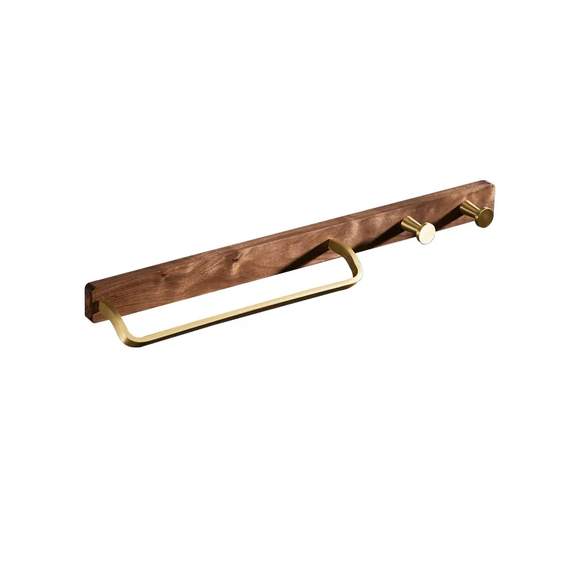 Walnut Bathroom Towel Rack Nordic Bathroom Towel Bar Hook Creative Solid Wood Hanging Rack