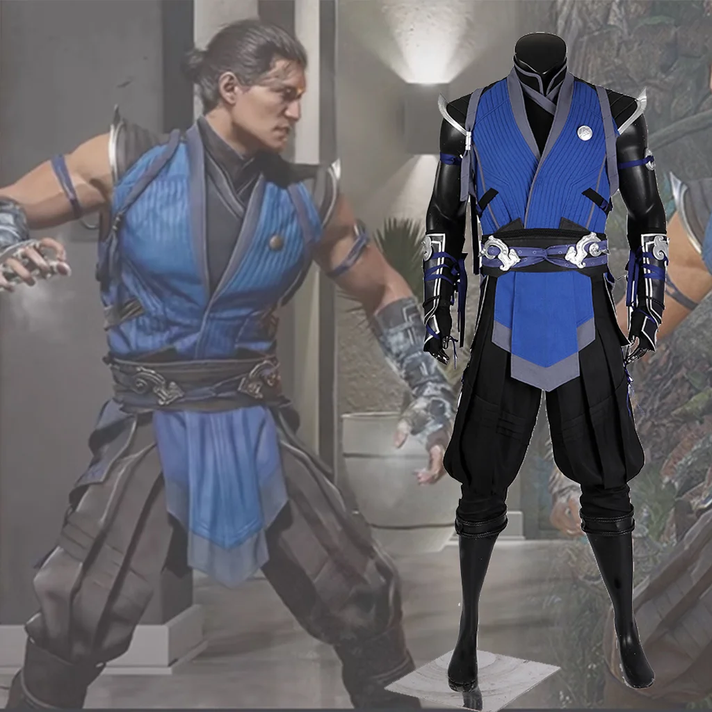 Mortal Kombat 1 Sub Zero Cosplay Costume Outfit Mk 1 Sub-Zero Blue Battle Suit Con Maschera Set Completo Per Uomo Fancy Battle Uniform