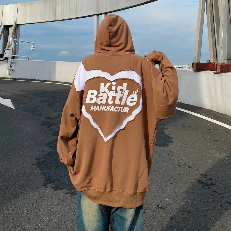 New Harajuku Hooded Sweatshirt Women 100% Cotton Spring and Autumn Thin Section Hip-hop Streetwear Oversize Couple Clothing Tops