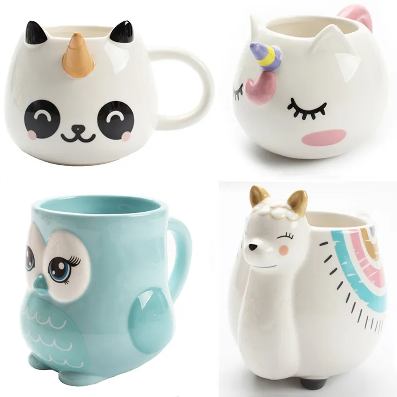 

Cups Nice Creative Hand Painted Cute Mugs 3D Milk Coffee Handle With Ceramic Mug Breakfast Gifts Animal Tea