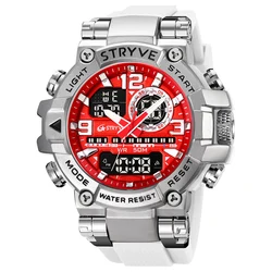 STRYVE Fashion Sports Men's Digital - Analog Dual Movement Waterproof Watch (White)
