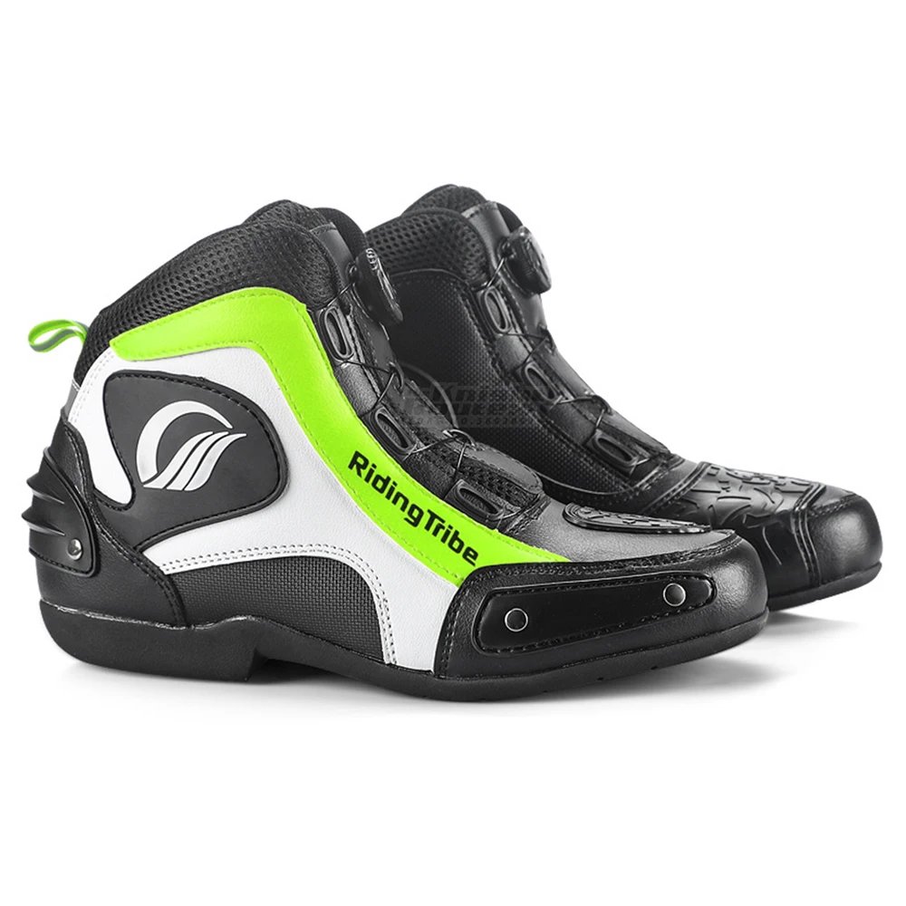 

Green Motorcycle Boots Moto Motorbike Motorboats Motocross Breathable Riding Equiment Touring Biker Shoes Casual Chopper Men For