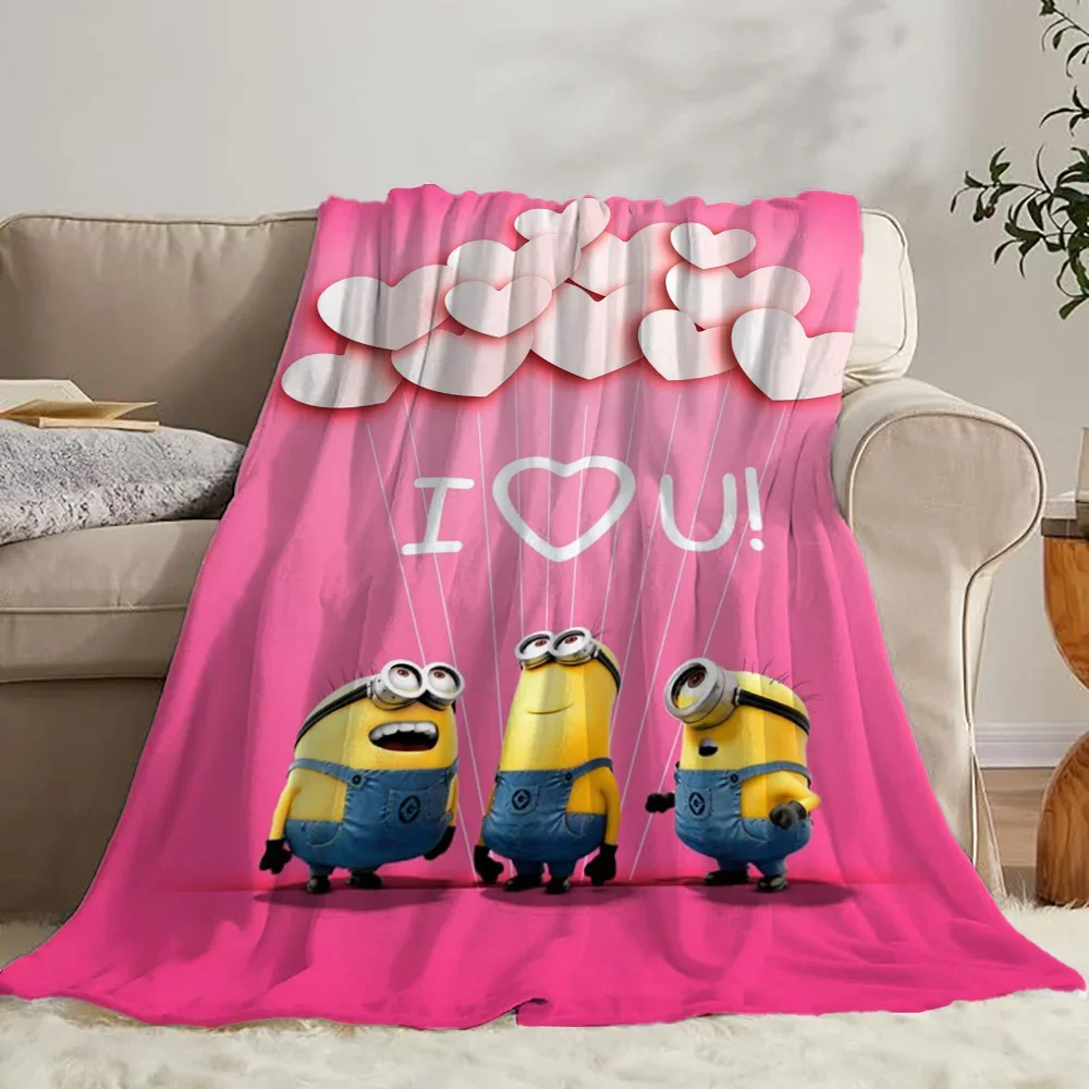Bed Blankets for Adults Minions Throw Blanket Luxury Bedding Cobija Home Interior Fluffy Plaid Sofa Knee Soft Nap King Size & 2