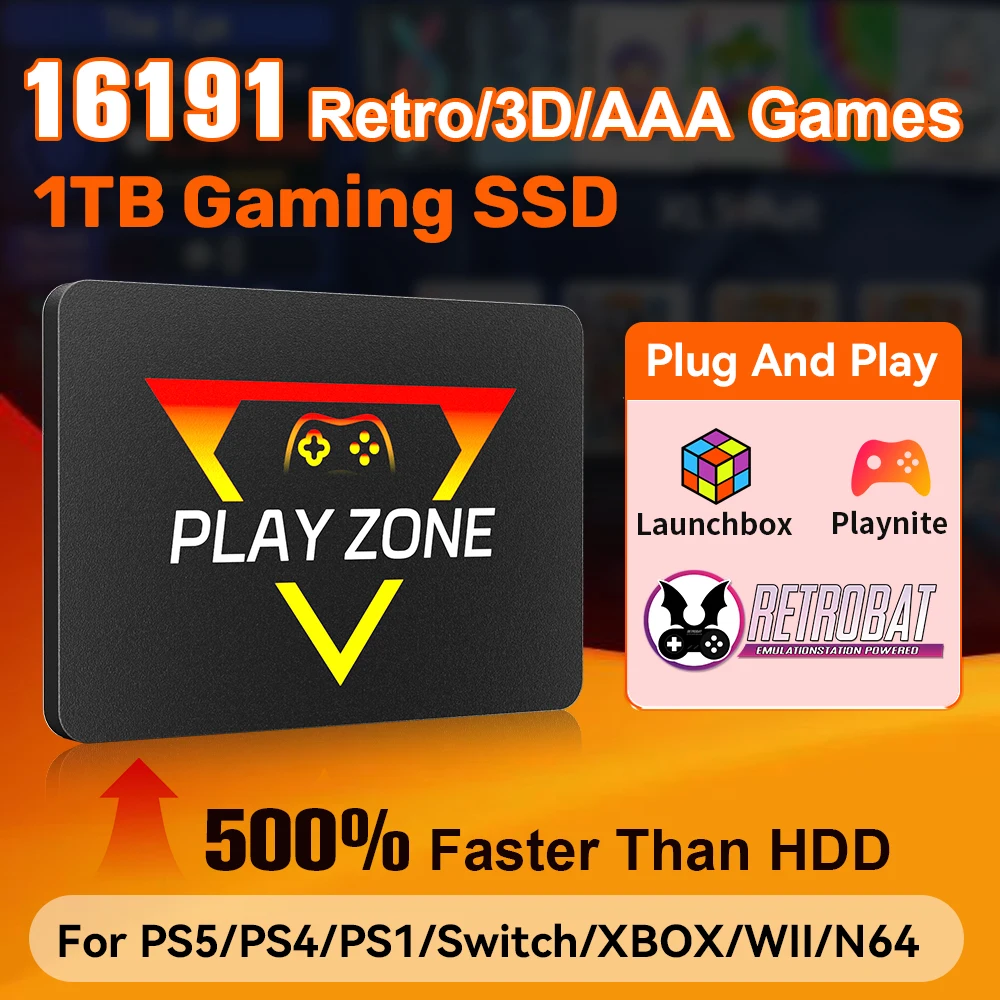 Playzone 1TB Gaming SSD With 16191 Games 3 System In 1 Game
