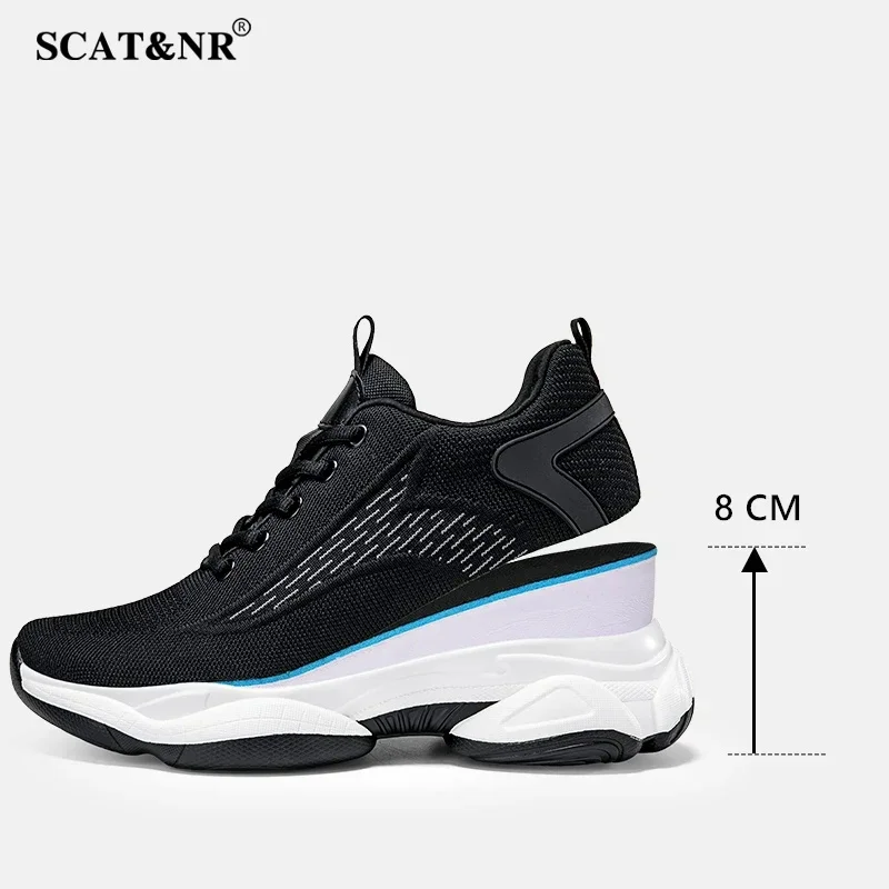 Designer Breathable Summer Elevator Sneakers Height Increasing Shoes For Man Insoles 8CM Hidden Heels Sports Inner Lift Shoes