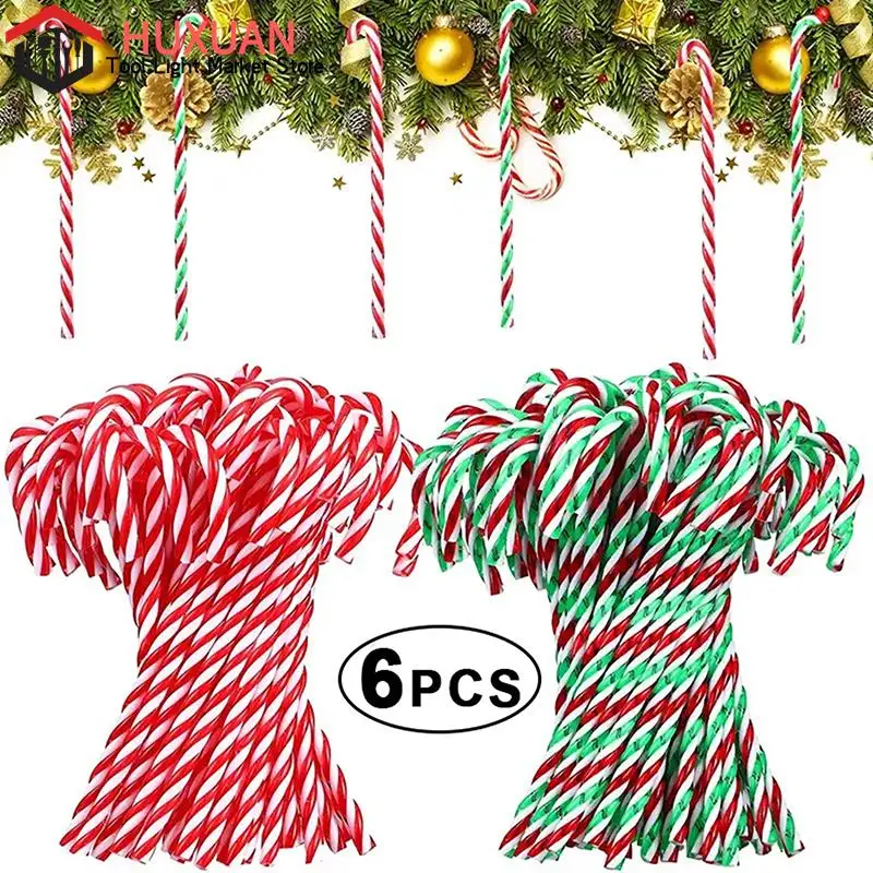 

6Pcs Christmas Candy Canes Christmas Tree Hanging Twisted Crutch Pendant Decor Xmas Party New Year Home Ornaments Navidad 2024