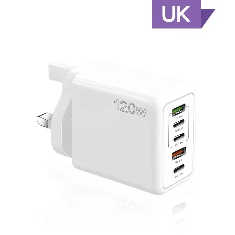 Multi-Port USB Fast Charger - Type-C Wall Adapter for iPhone Samsung Xiaomi Huawei