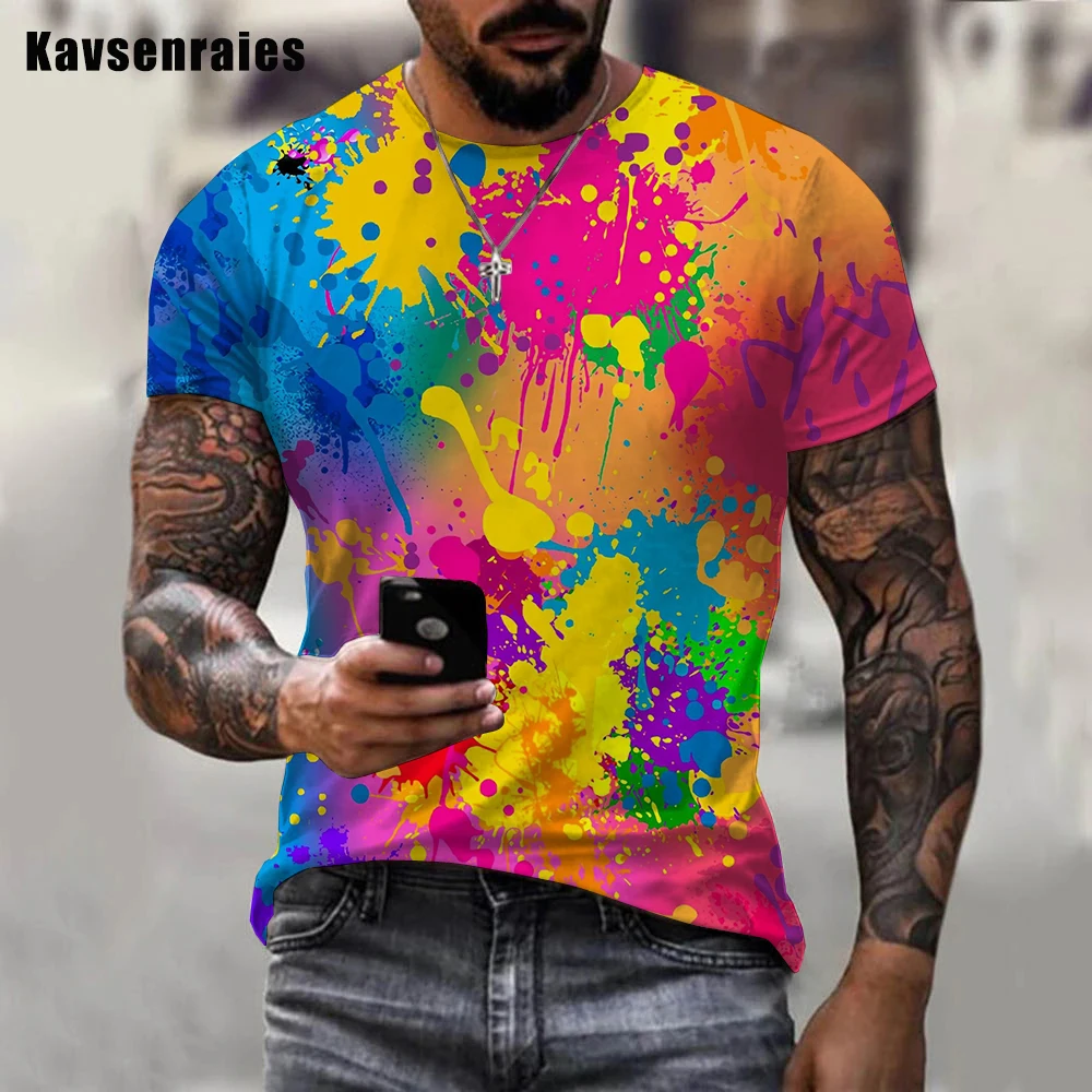 

Summer Hipster Rainbow Spray 3D Print Men's T-shirt Fashion Casual Street Harajuku Comfortable Breathable Oversized T-shirt Tops