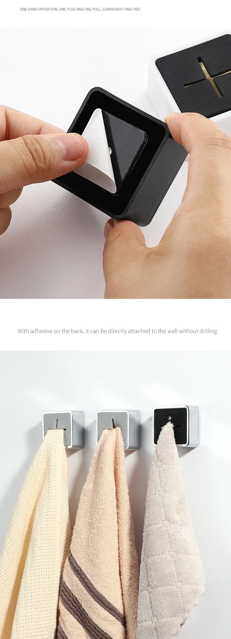 Description Picture 4 of itemTowel Plug Holder Punch Free Silica Gel Bathroom Organizer Rack Towels Storage Wash Cloth Clip Bathroom Kitchen Accessories Tool