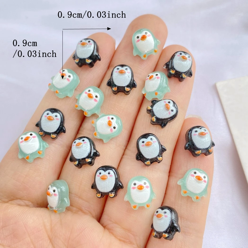 Cute Resin Mini Penguin Kawaii Girl Heart Decorative Accessories 50Pcs Nail Decoration