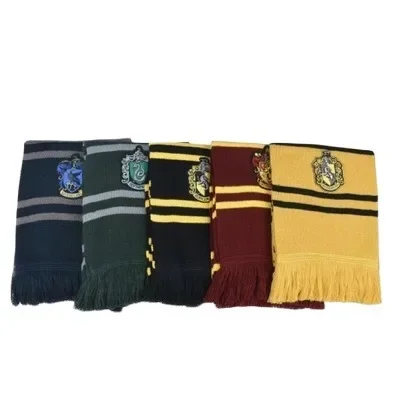 Harryy Potter Scarf Slytherin Hogwarts College Badge Ravenclaw Hermione Gryffindor Tassel Scarf Accessories Gifts Warm Thick