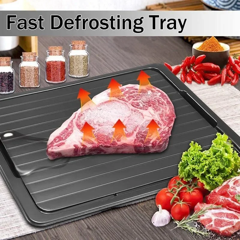 Aluminum Alloy Fast Defrost Tray Food Meat Fruit Quick Defrosting Plate Board Defrost Tray Thaw Master Kitchen Gadgets