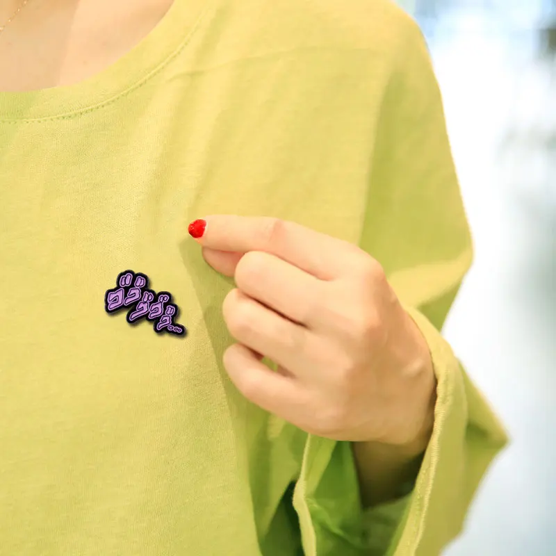 Jojos Bizarre MENACING Pin Purple Japanese Onomatopoeia Gugugugu Badge  Unbreakable Dio Brando Geek Brooch JJBA Manga