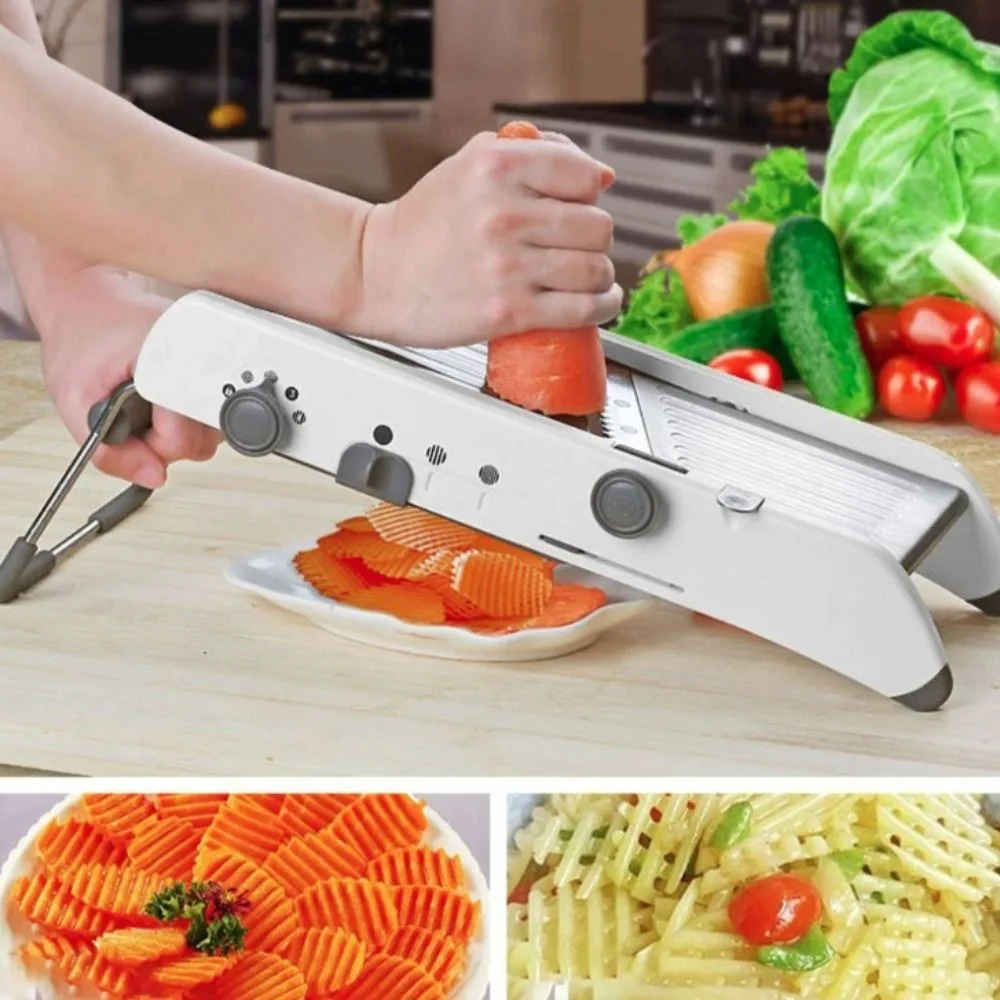 Description Picture 3 of itemHousehold Adjustable Vegetable Cutter Manual Efficient Vegetable Shredder Non-slip Base with Hand Guard Vegetable Slicer Potato