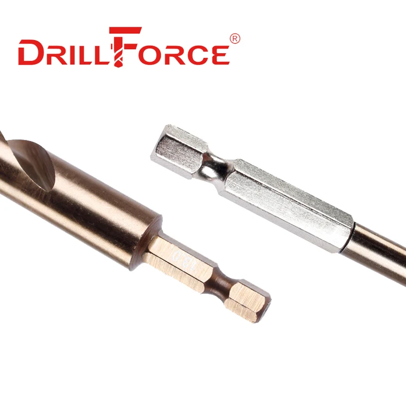 Drillforce кобальтовые шестигранные сверла HSSCO M35 твист Быстросменные ударные инструменты для нержавеющей стали чугуна листового металла