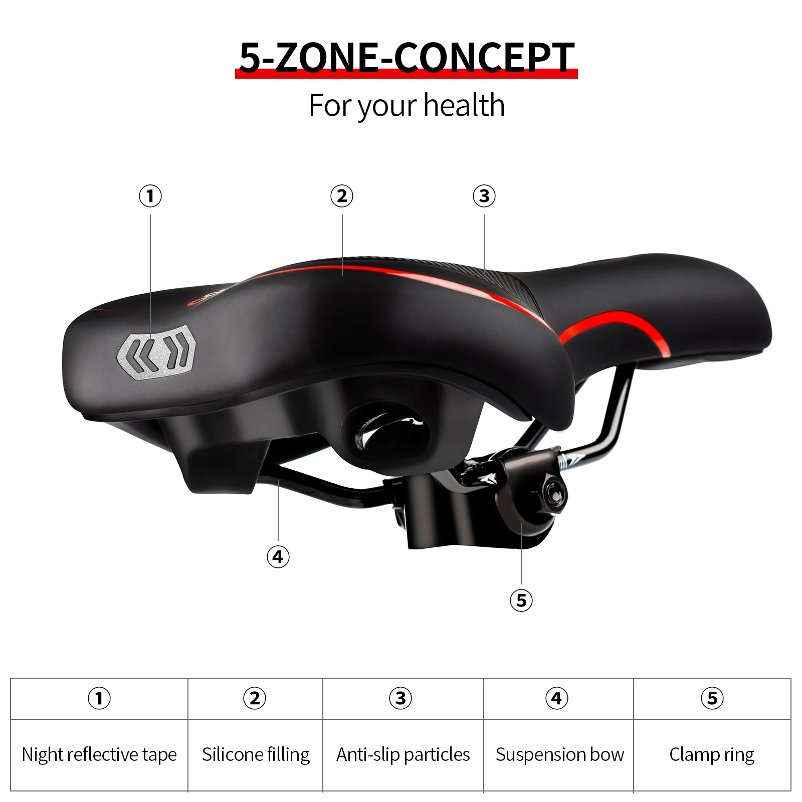 YOUNGDO Bike Seat Cushion Mountain Road Bike Racing Cycling Saddle for MTB Exercise City Bicycle Ride Seat Padded For Men Women