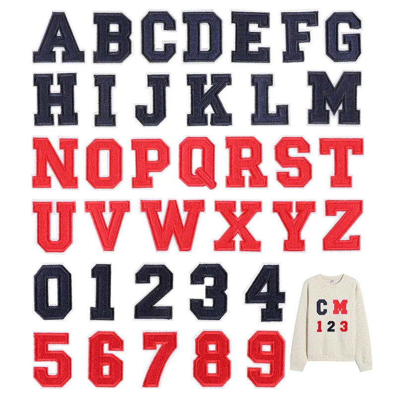 1 PC 5.5A-Z Navy Blue Red Alphabet Letter Mixed Patches Embroidered For Clothing Badges Paste For Clothes Bag Pants Sewing