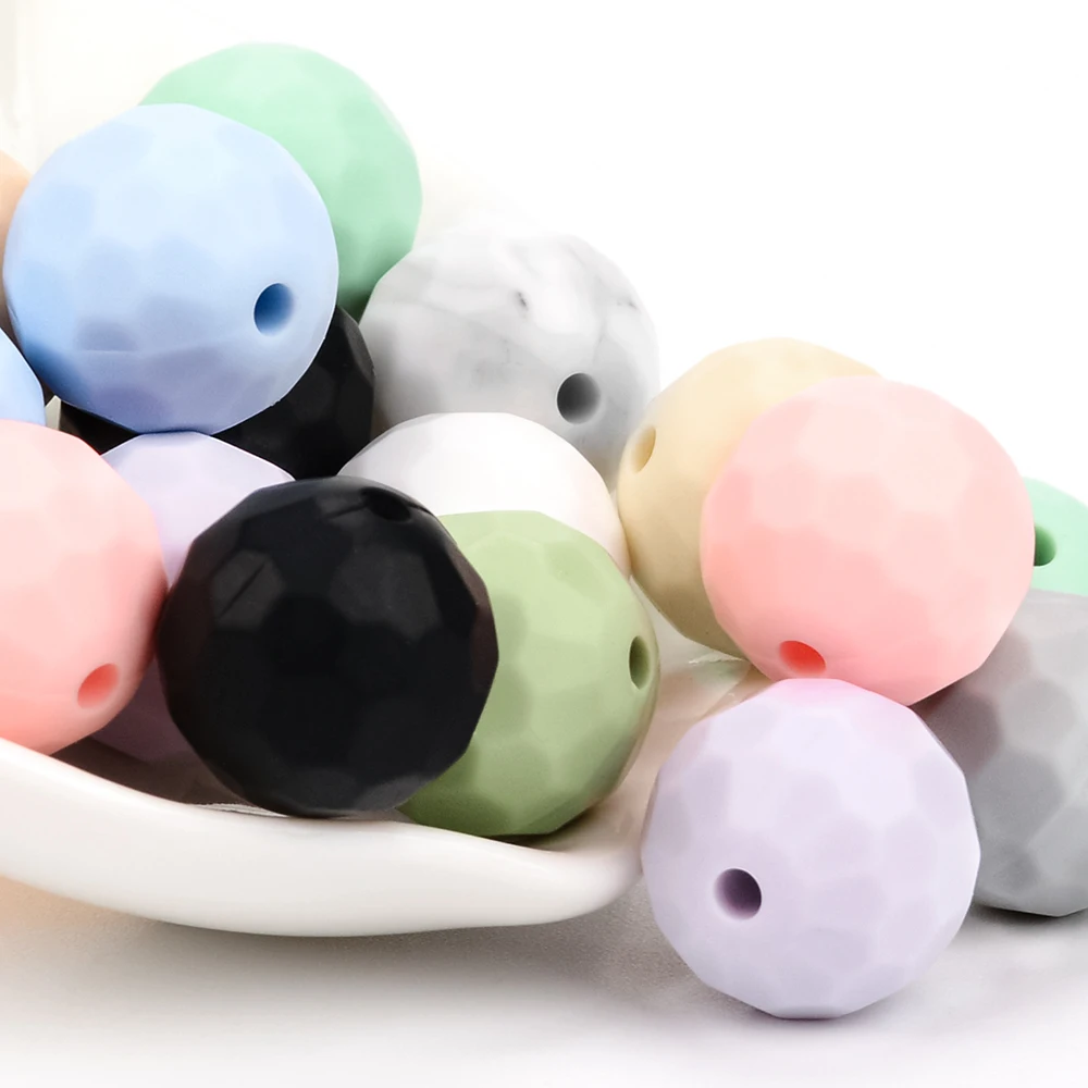 Lofca 40 Stück 12/15 mm Silikonperlen, Polyeder, Bpa-frei, für Schmuckherstellung, DIY, Schlüsselanhänger, Halskette, Schmuckzubehör – Detail 19