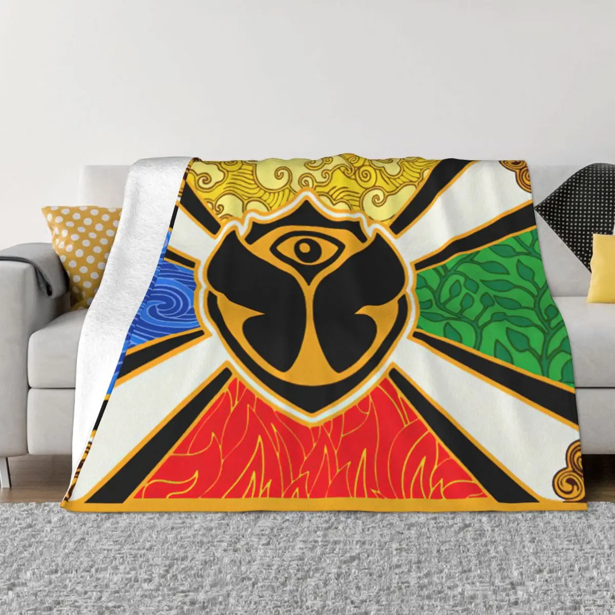 

Tomorrowlands Flag Flannel Blankets Music Festival Vintage Throw Blankets for Home 125*100cm