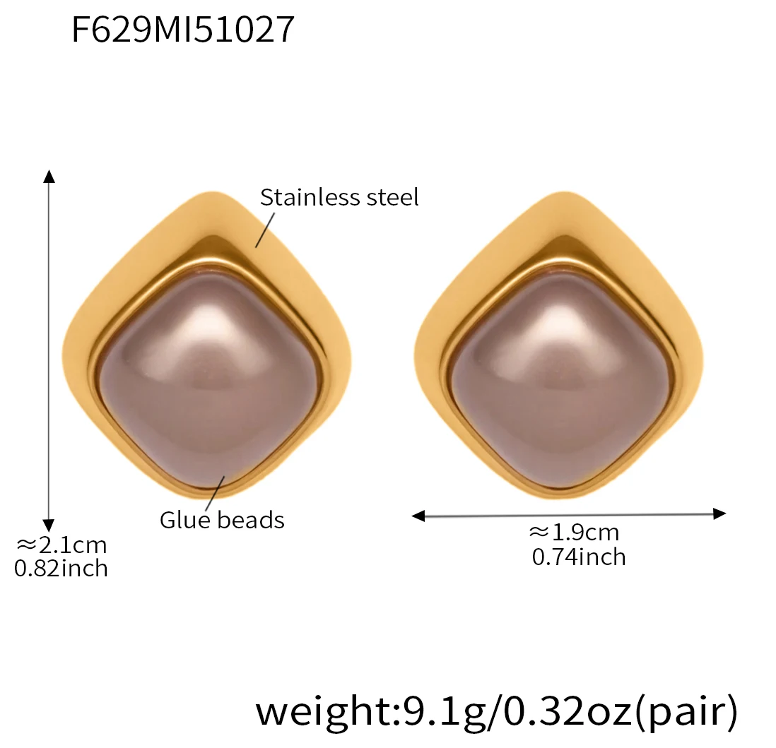 Platz Lila Imitation Perle Ohrringe Für Frauen Edelstahl 18K Gold-Überzogene Luxus Stud Ohrringe Femme Exquisite Schmuck – Detail 1