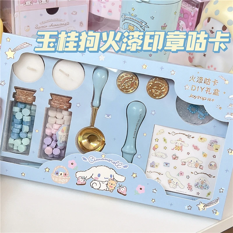 

Cartoon Cinnamoroll Envelope Seal DIY Fire Paint Seal Set Wax Grain Melting Wax Set for Wedding Invitation Suit with Gift Bag