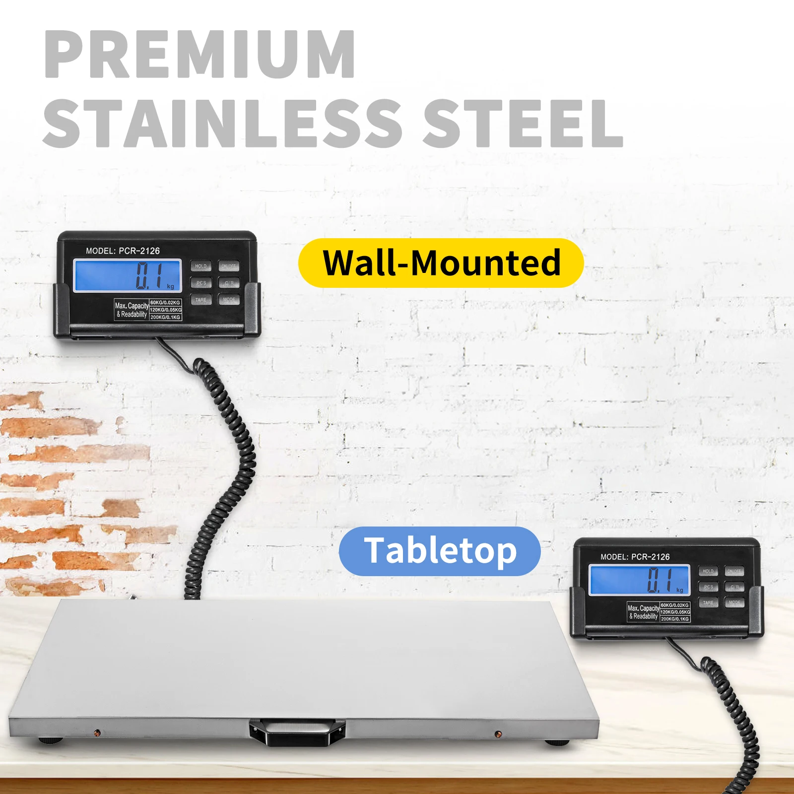 SucceBuy 880/1100Lbs Digital Livestock Scale Large Pet Vet Scale Stainless Steel Platform Elect Ronic Postal Shipping