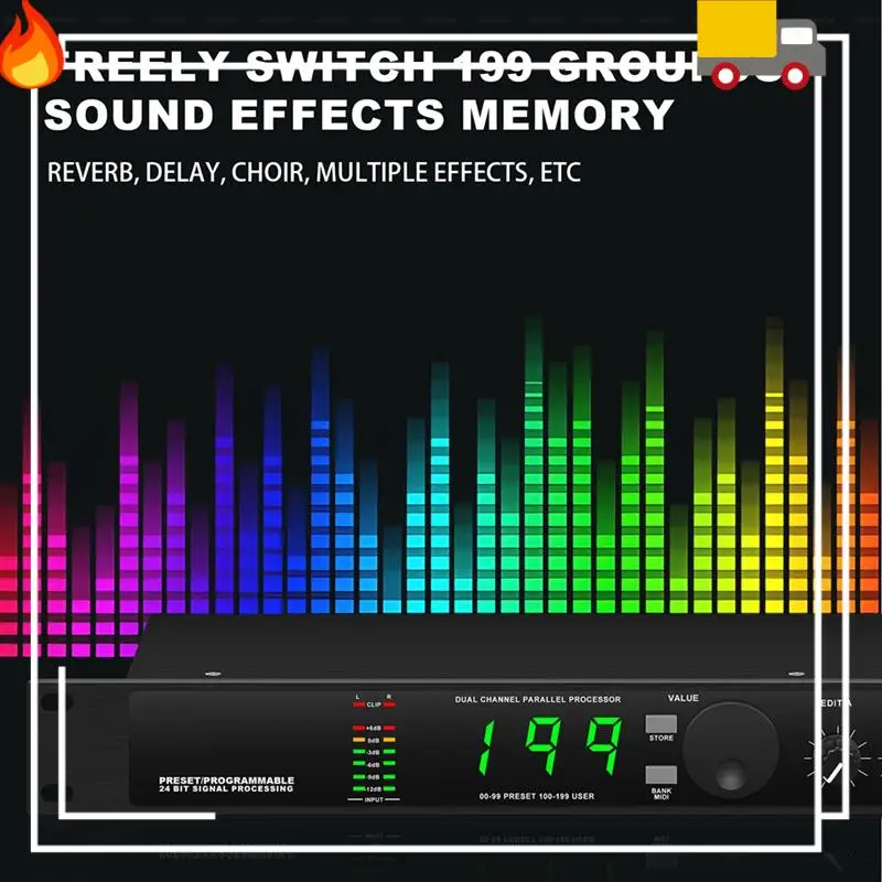Professional Digital Reverberation Multi Effect DSP Processor Audio Processor Equalizer Durable Easy Install US PLUG