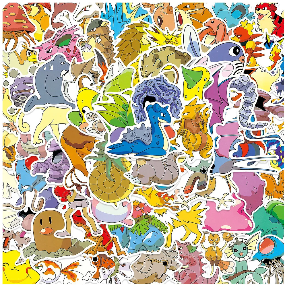 

10/30/50pcs Pokemon Cartoon Graffiti Stickers Decals Kids Toys Waterproof Graffiti Luggage Skateboard Car Fun Cute Sticker Packs