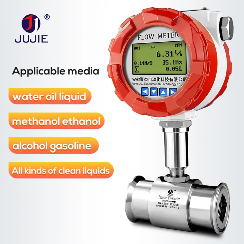 Digital Turbine Flow Meter 1 2 Inch RS485 Pulse Clean Liquid Water Milk Hydraulic Oil Flow Meter LCD Display