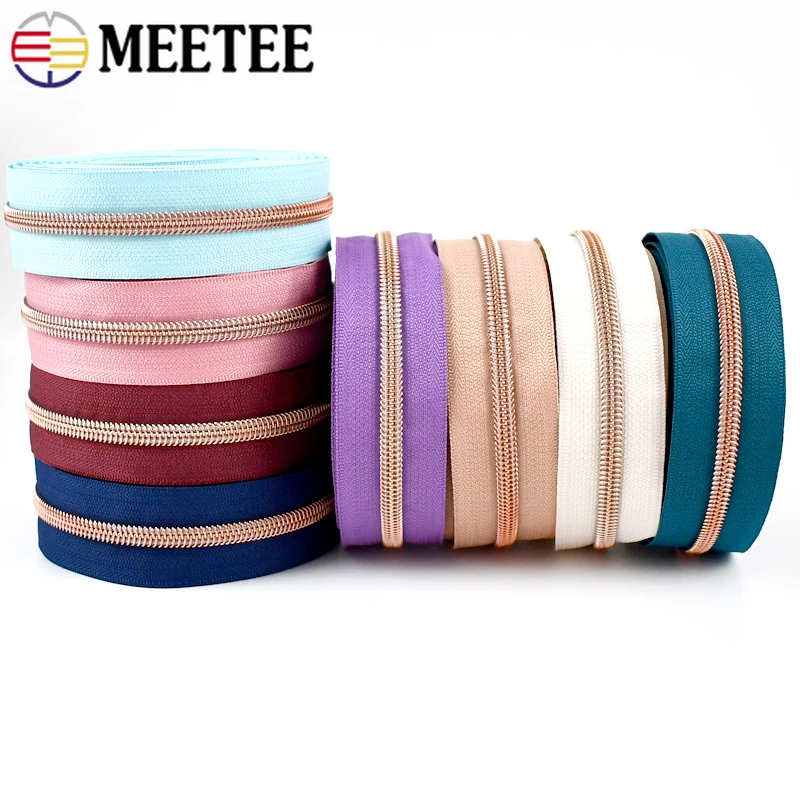 Meetee 5 재봉 지퍼 테이프, 가방 나일론 지퍼 신발 의류 플라스틱 지퍼 수리 키트, DIY 의류 액세서리, 1 m, 3 m, 5m