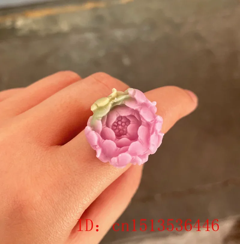Yanyuan Agate Jade Butterfly Flower Pixiu Adjustable Ring Carved Women Jewelry Gemstones Accessories Energy Charm Real Beaded 4